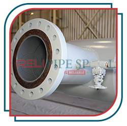 Epoxy lined pipe spool with weld neck flange